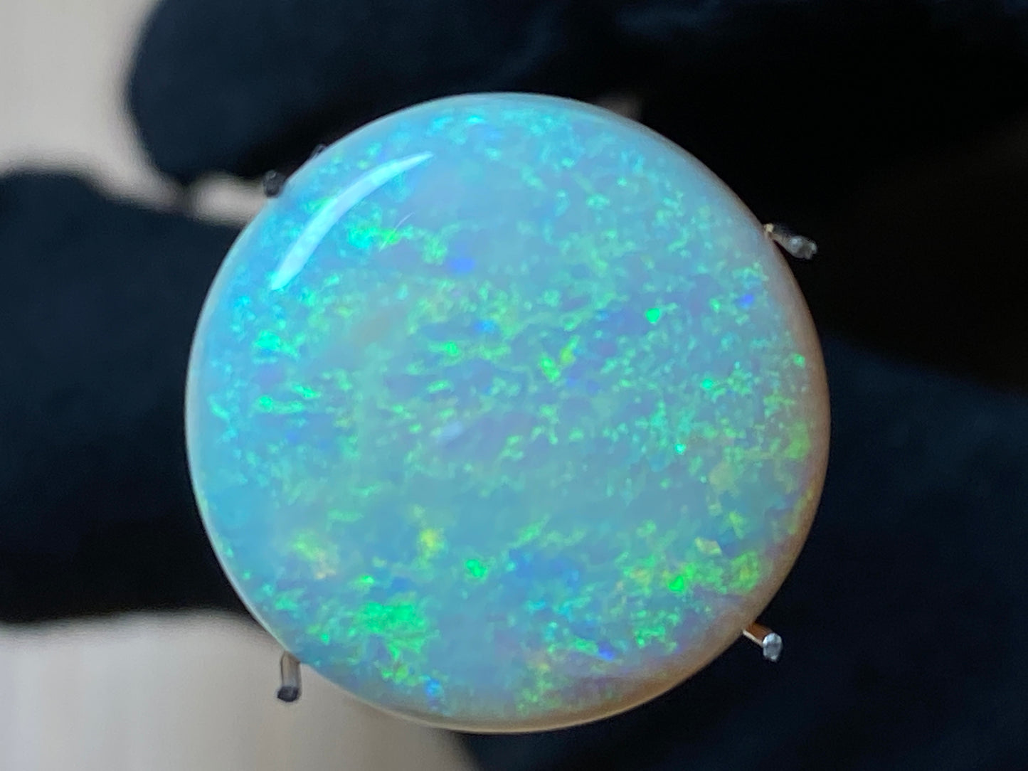 8 Carats Natural Australian Crystal Opal, Polished, Coober Pedy, Bright Greens, 16mm Round