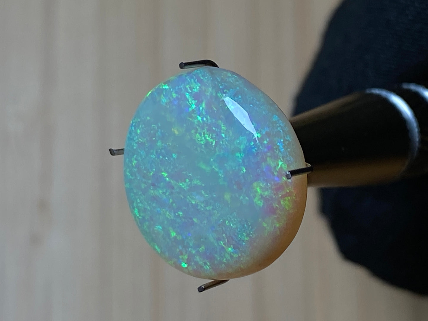 8 Carats Natural Australian Crystal Opal, Polished, Coober Pedy, Bright Greens, 16mm Round