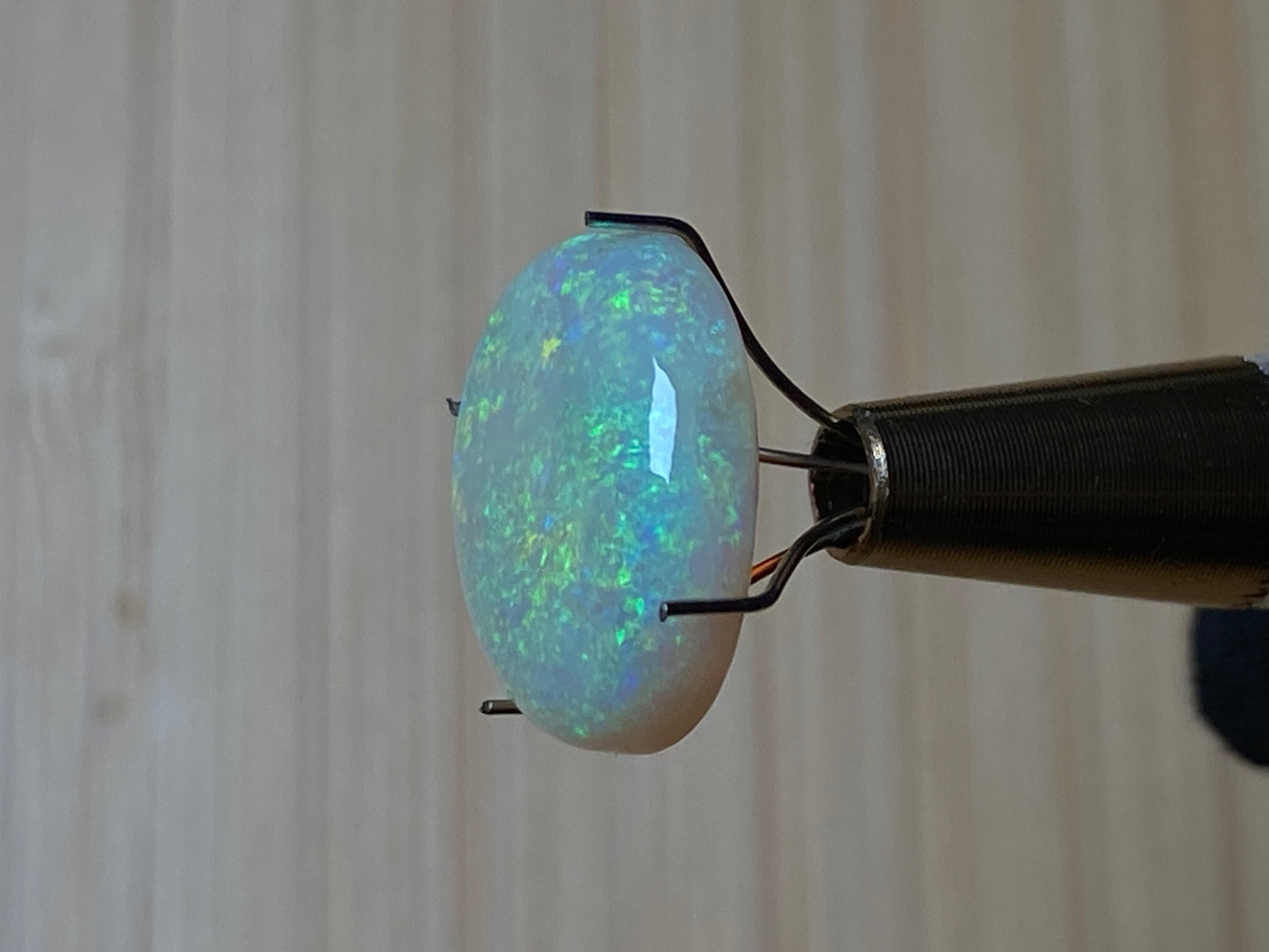 8 Carats Natural Australian Crystal Opal, Polished, Coober Pedy, Bright Greens, 16mm Round