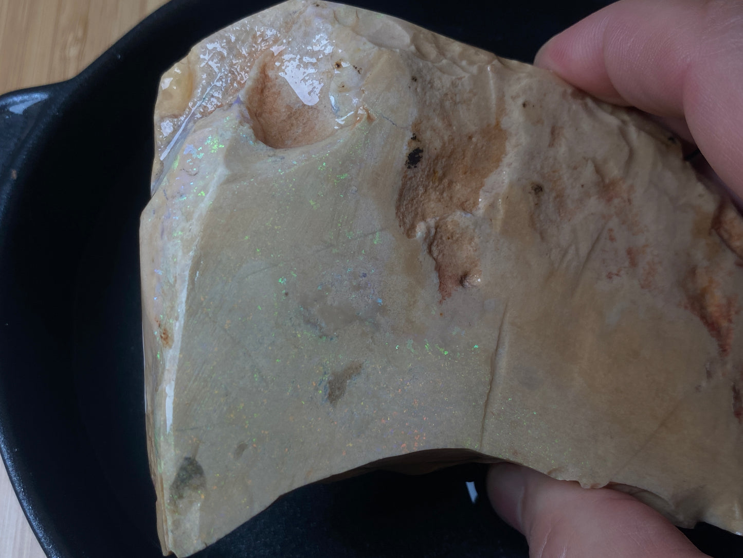 12oz Andamooka Matrix Opal Slab, In The Rough, Shining Greens and Blues.