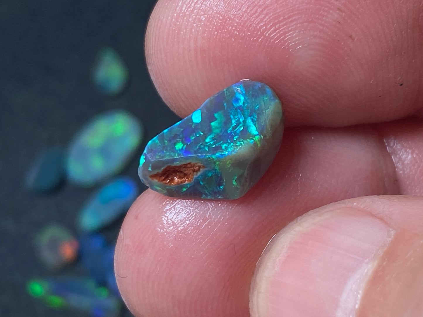 55 Carats, Australian Opal Parcel, Lightning Ridge, Black, Dark and Crystal, 30 Stones Rub and Rough
