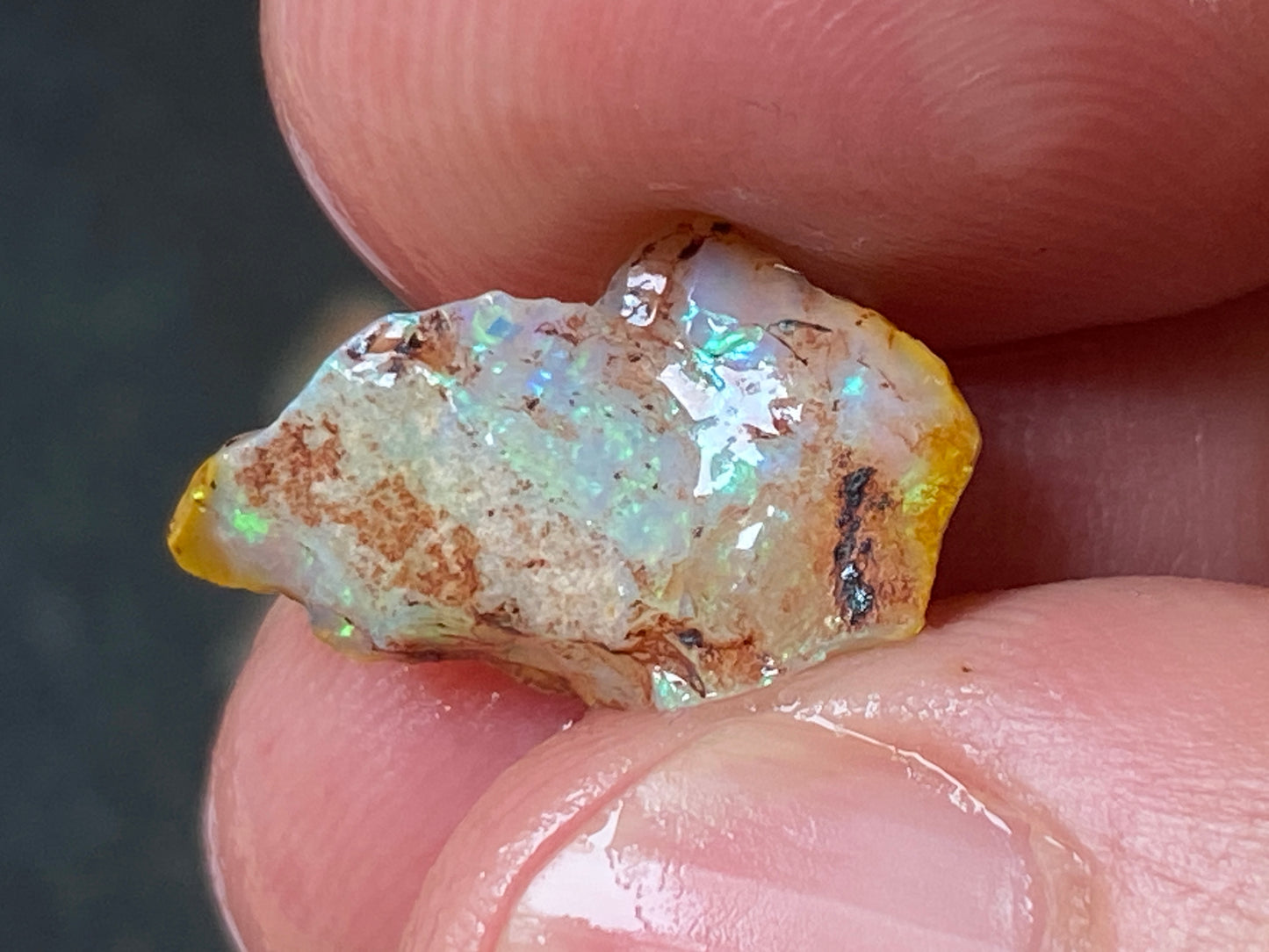 24 Cts Australian Opal Parcel, In The Rough, 8 Small Stones, Rare Lambina,