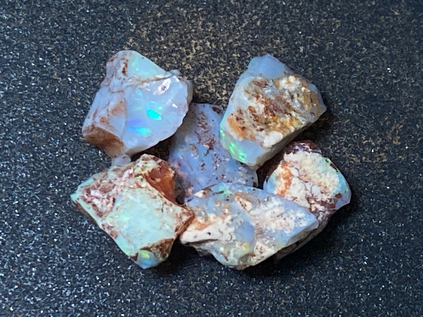 19 Cts Australian Opal Parcel, In The Rough, 6 Small Stones, Rare Lambina
