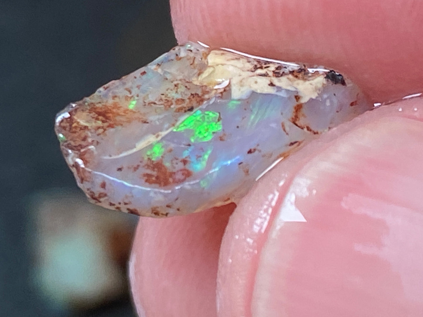 19 Cts Australian Opal Parcel, In The Rough, 6 Small Stones, Rare Lambina