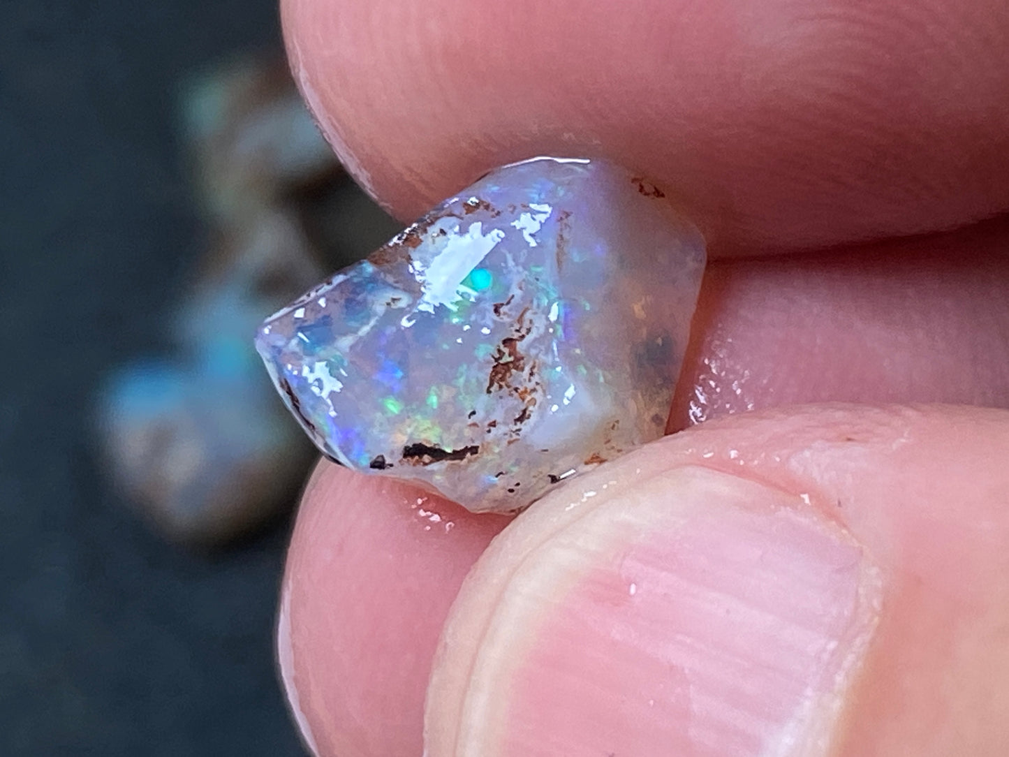 25 Cts Australian Opal Parcel, In The Rough, 9 Small Stones, Rare Lambina