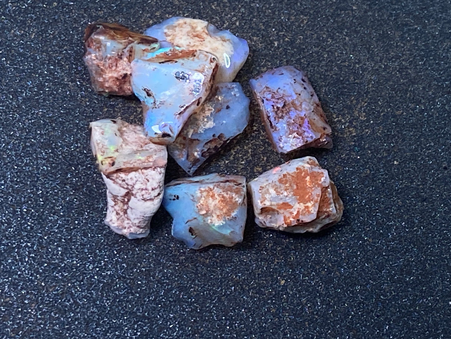 25 Cts Australian Opal Parcel, In The Rough, 9 Small Stones, Rare Lambina