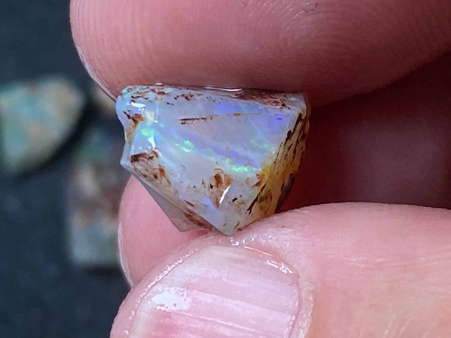 27 Cts Australian Opal Parcel, In The Rough, 8 Small Stones, Rare Lambina