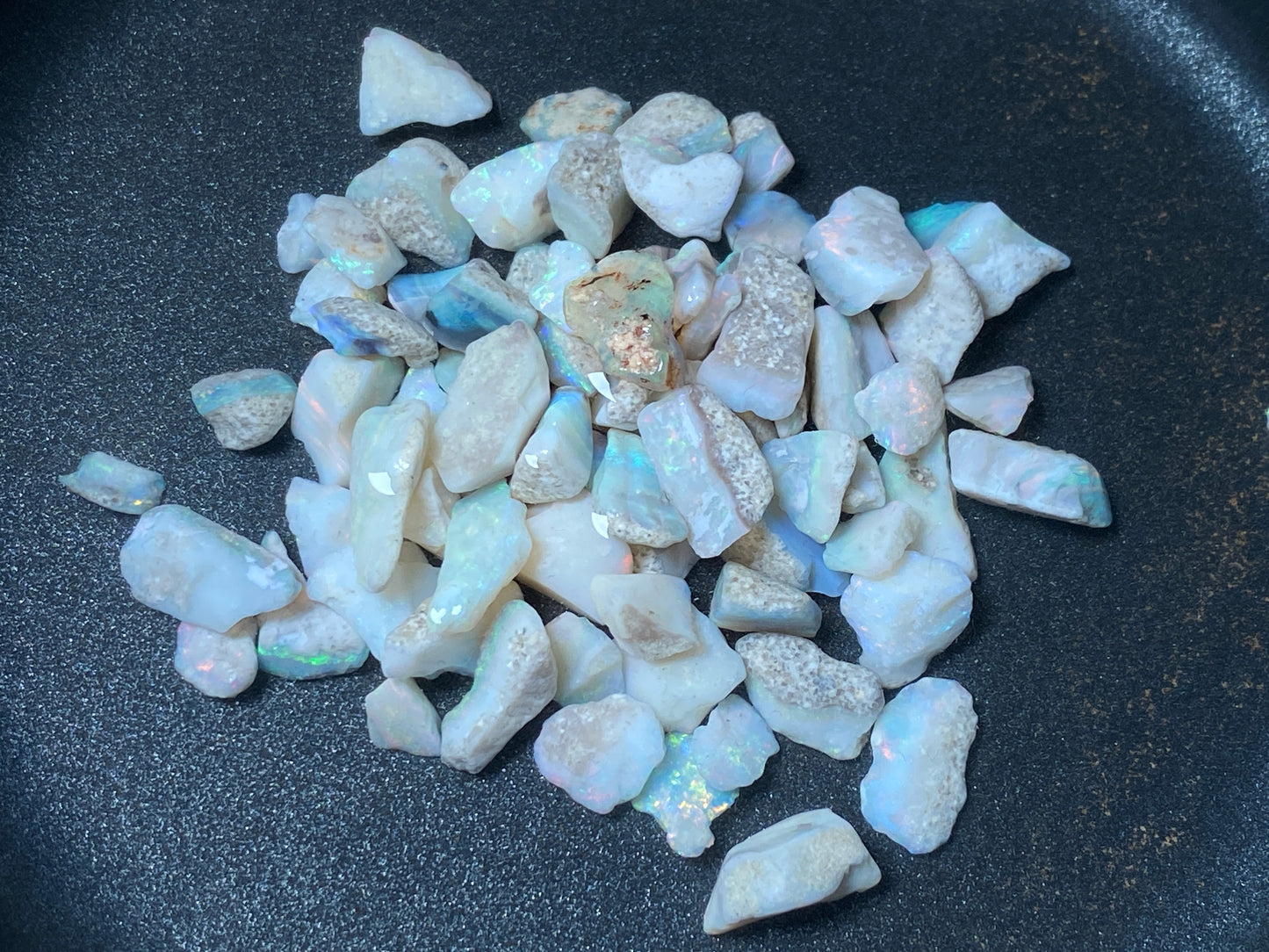1 oz Australian Opal Parcel, Mintabi Very Small Stones And Chips. In The Rough.