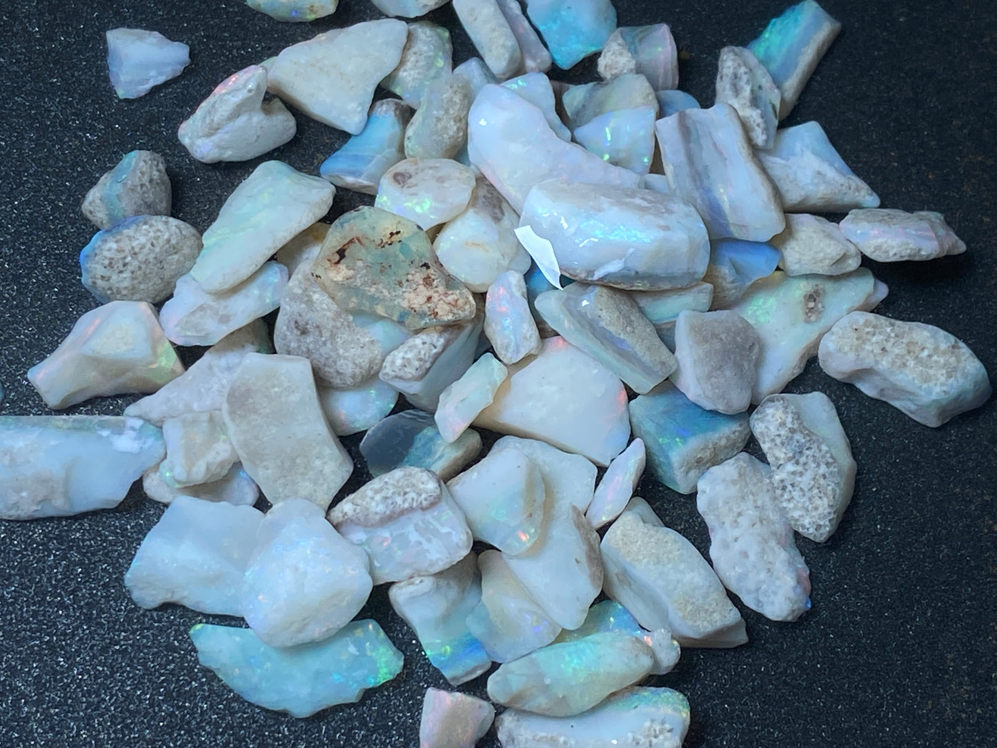 1 oz Australian Opal Parcel, Mintabi Very Small Stones And Chips. In The Rough.