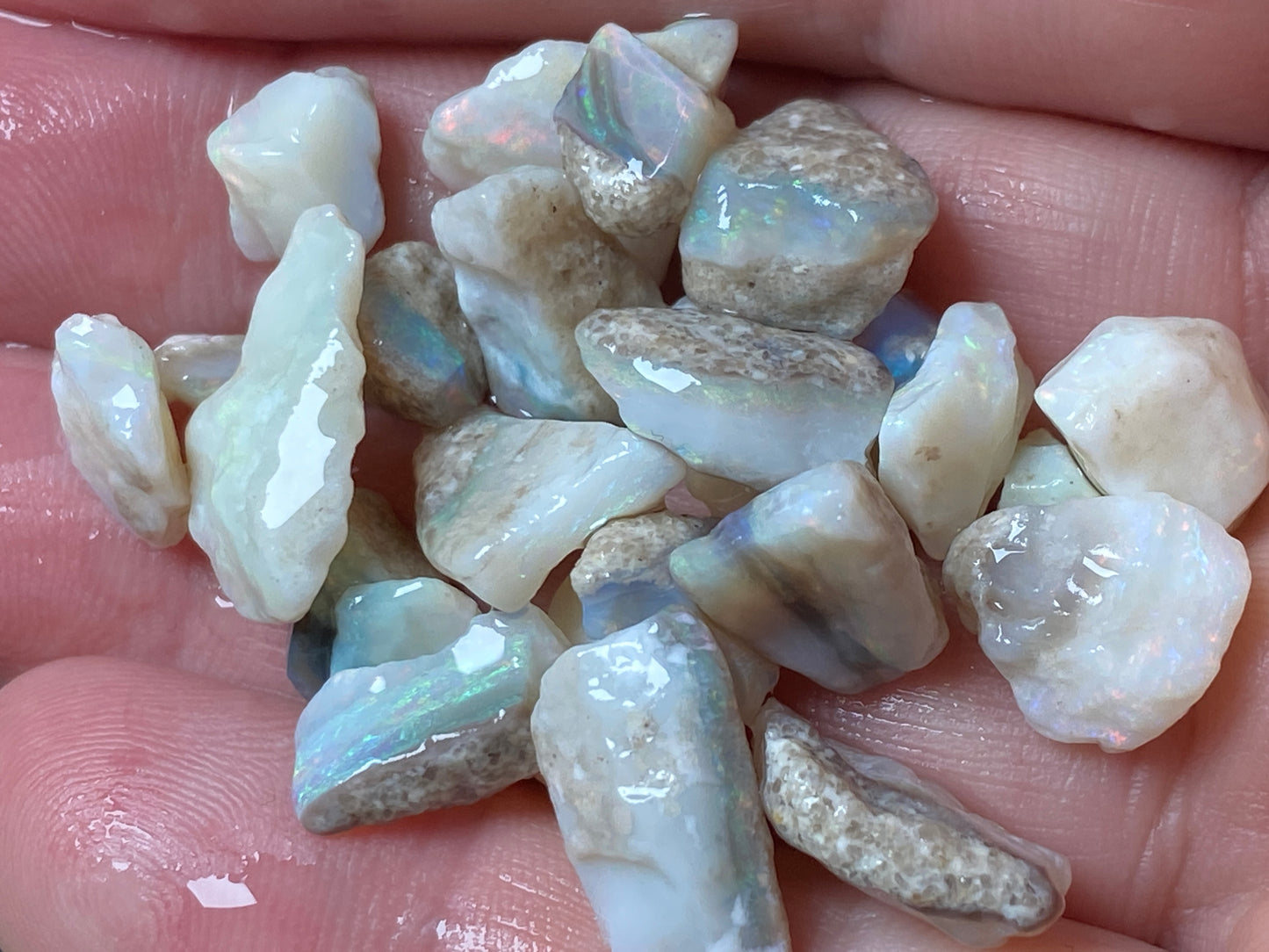 1 oz Australian Opal Parcel, Mintabi Very Small Stones And Chips. In The Rough.