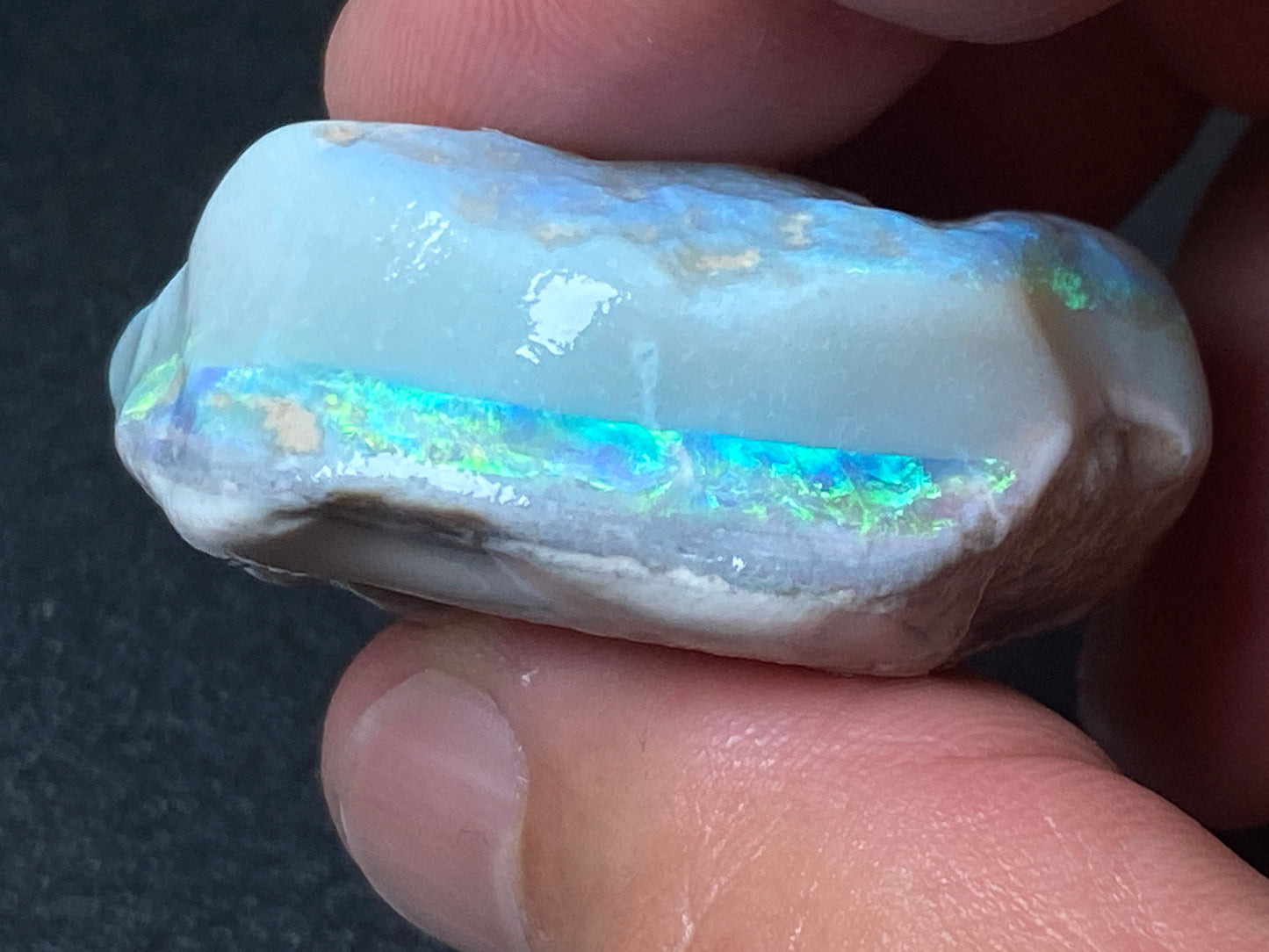 0.9oz (130ct) Natural Australian Opal Stone, Coober Pedy In The Rough, Grey Base, Amazing Colour Bar