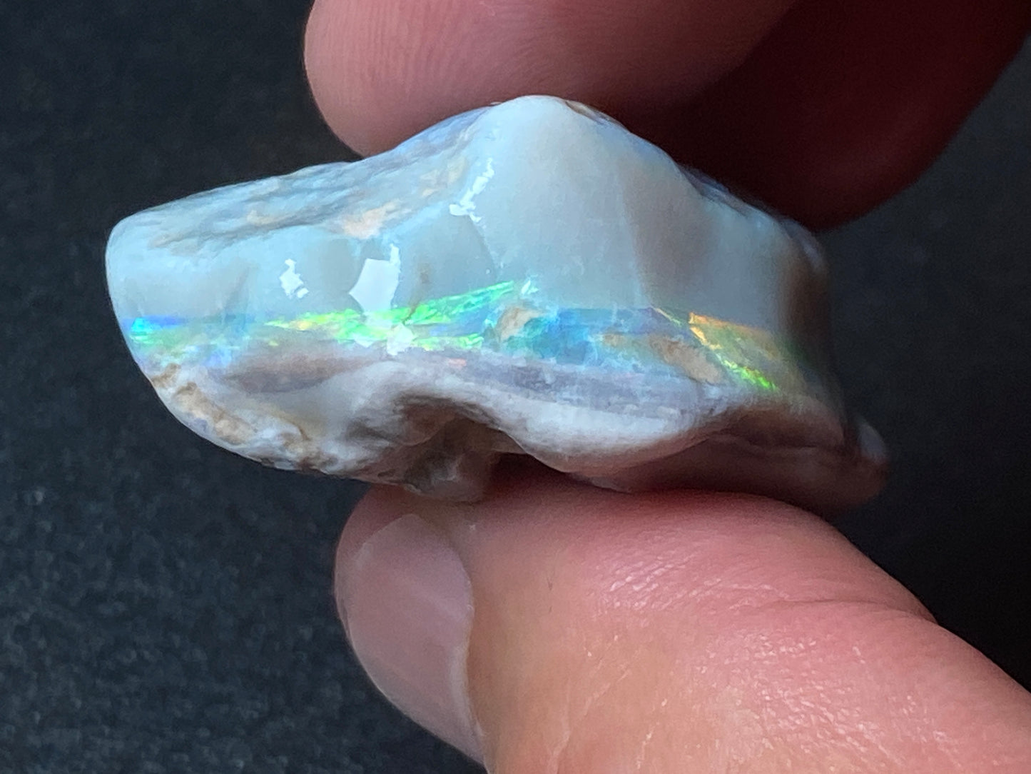 0.9oz (130ct) Natural Australian Opal Stone, Coober Pedy In The Rough, Grey Base, Amazing Colour Bar