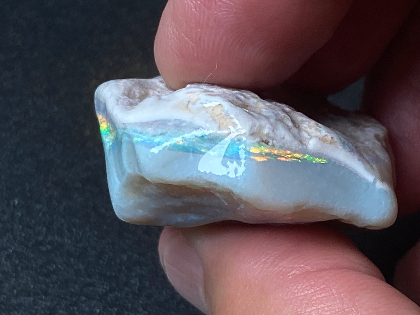 0.9oz (130ct) Natural Australian Opal Stone, Coober Pedy In The Rough, Grey Base, Amazing Colour Bar