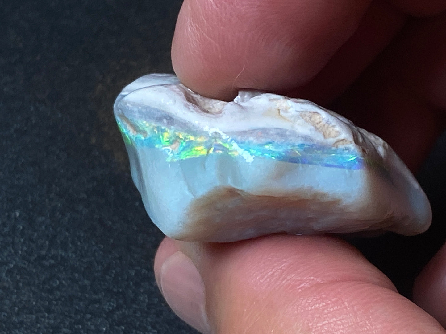 0.9oz (130ct) Natural Australian Opal Stone, Coober Pedy In The Rough, Grey Base, Amazing Colour Bar