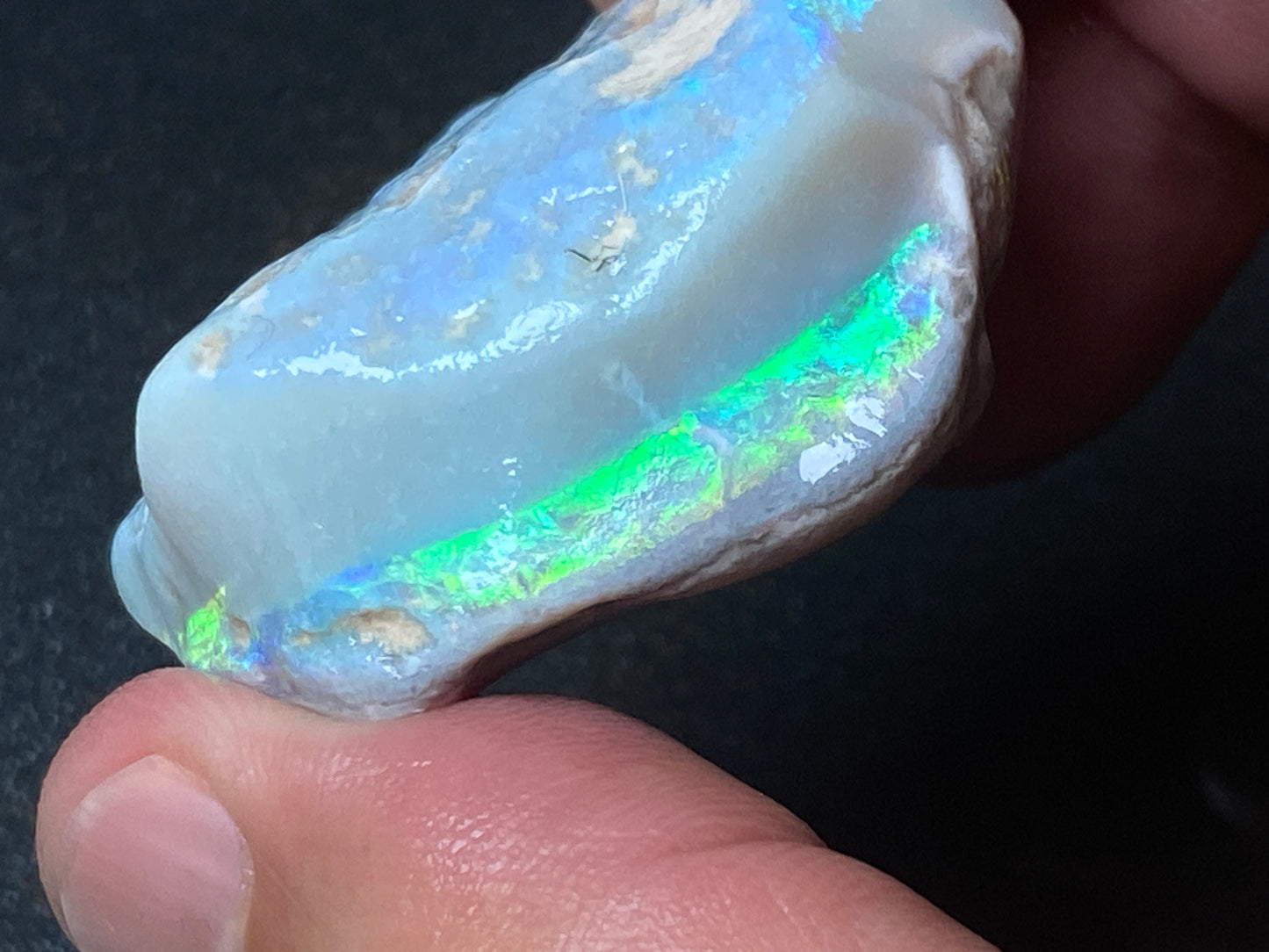 0.9oz (130ct) Natural Australian Opal Stone, Coober Pedy In The Rough, Grey Base, Amazing Colour Bar