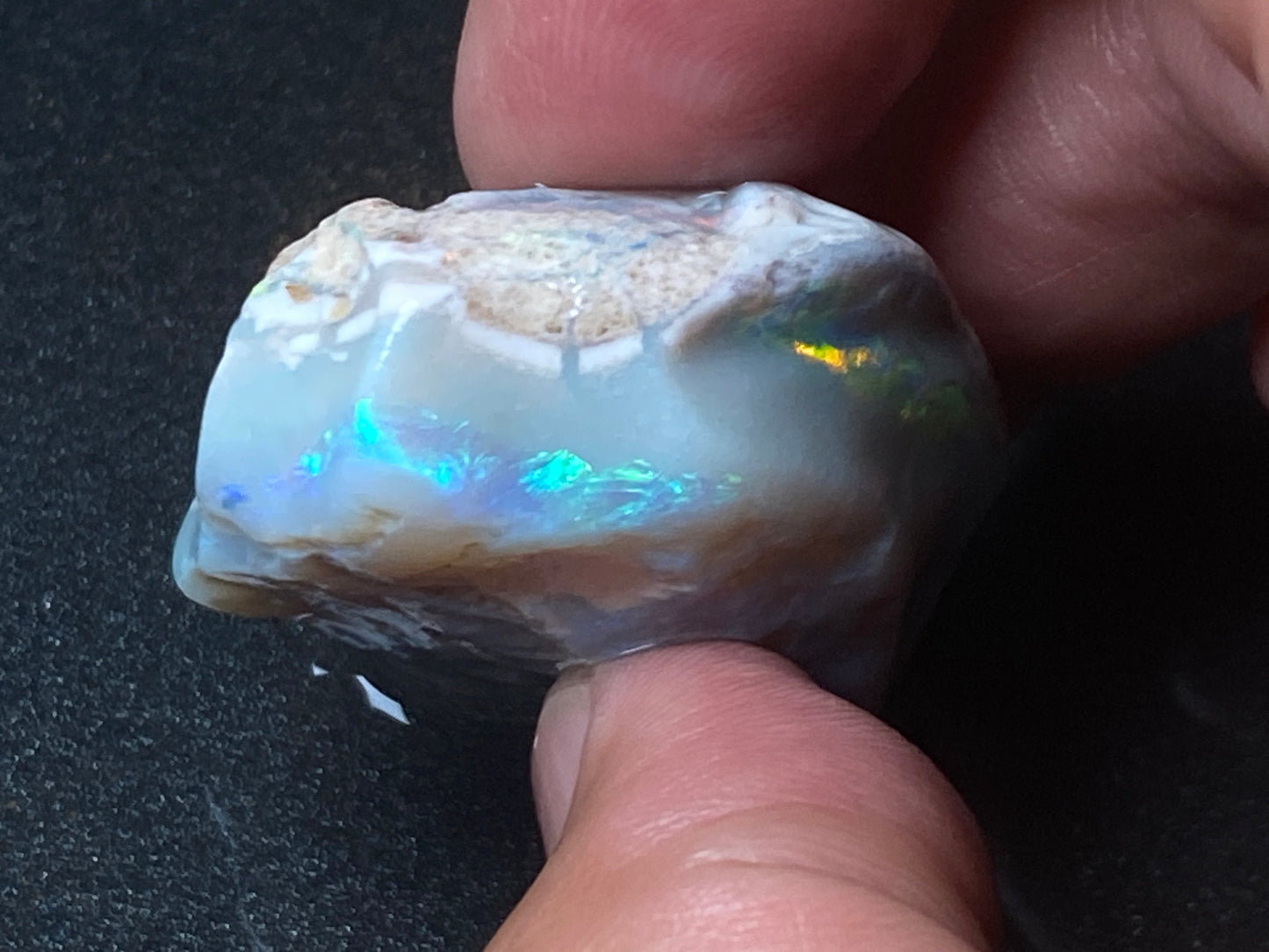 0.9oz (130ct) Natural Australian Opal Stone, Coober Pedy In The Rough, Grey Base, Amazing Colour Bar