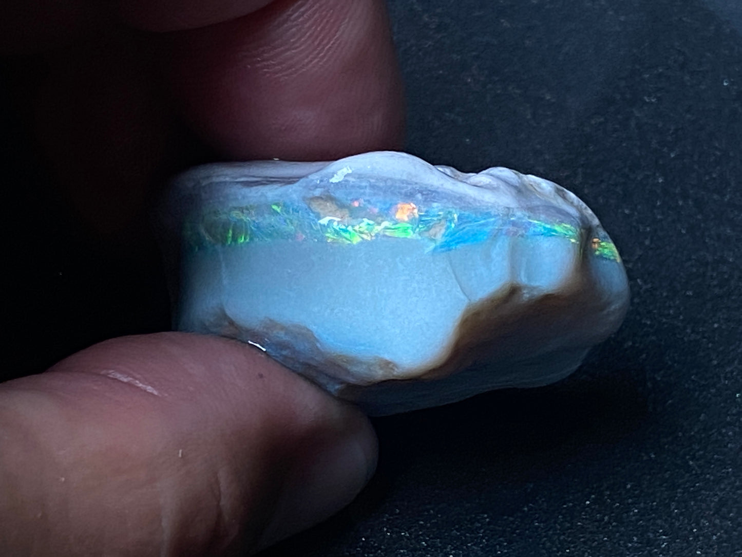 0.9oz (130ct) Natural Australian Opal Stone, Coober Pedy In The Rough, Grey Base, Amazing Colour Bar