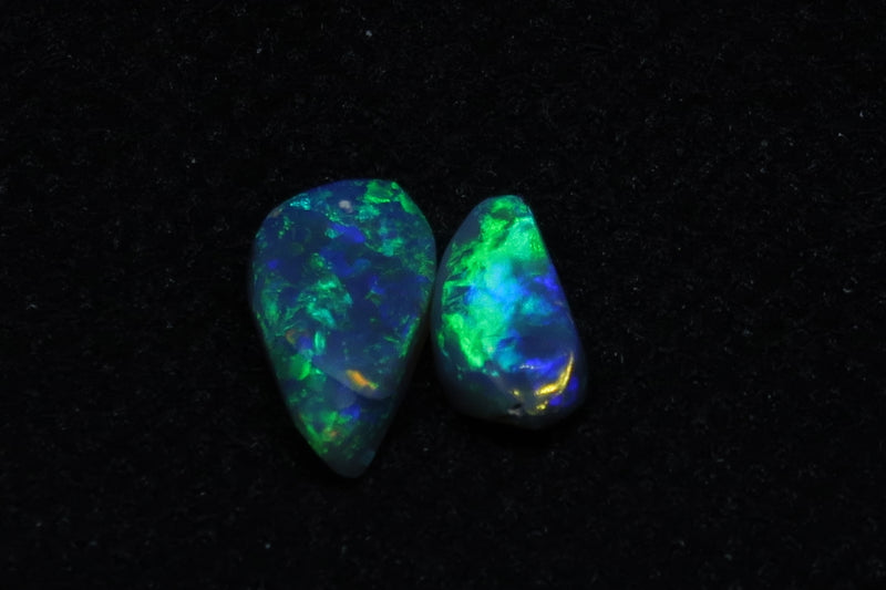 4.25 Cts Australian Polished Black Opals, 2 Stone Parcel, From Lightning Ridge - Australian Opal Store