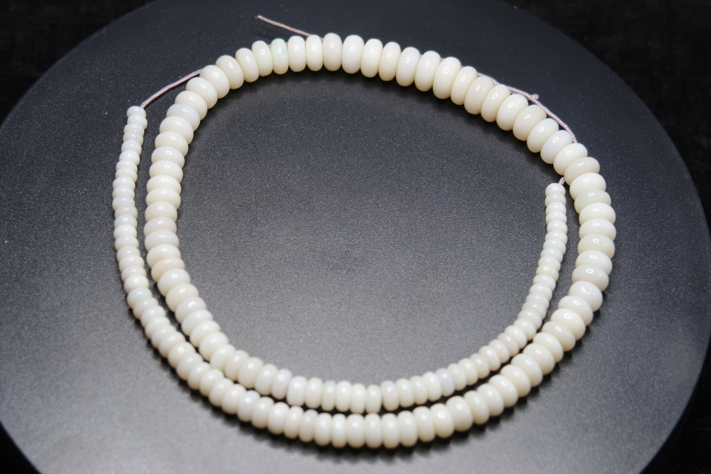 Natural Australian Polished 3 - 7mm rondel beads. On a string. Coober Pedy - Australian Opal Store
