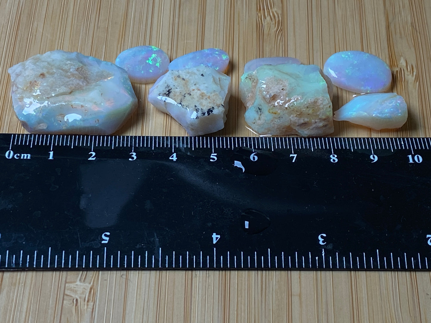 110 Carats Natural Australian Opal Parcel, Rough and Rubs, 8 Stones, 17 Mile Field