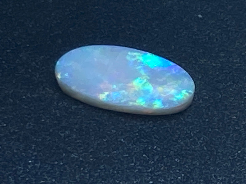 8 Cts Natural White Australian Opal Polished Stone, Full Bright Rainbow Of Colours