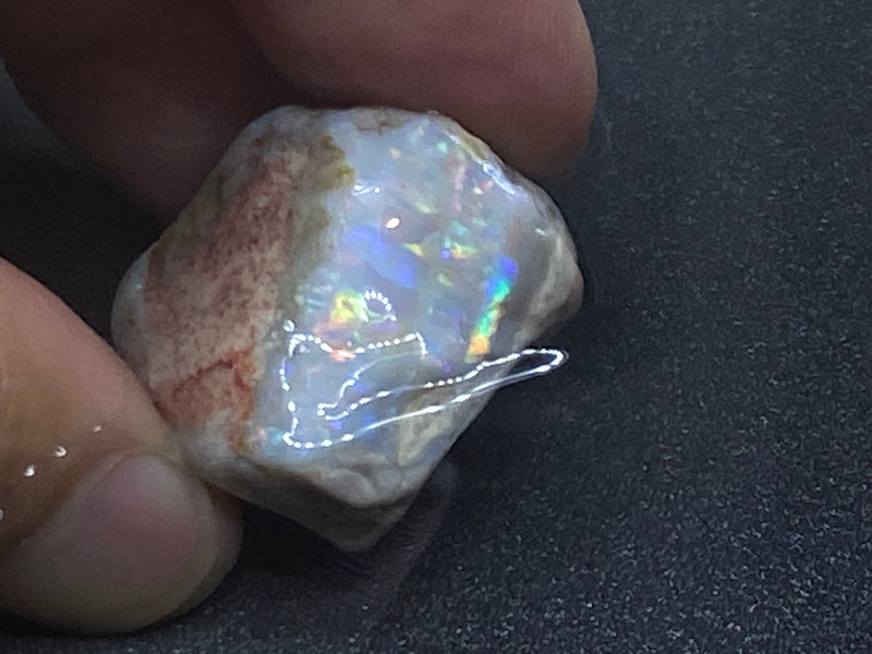 65 Cts Natural Australian Opal Stone, Dark Coober Pedy, In The Rough, Full Rainbow Of Colours