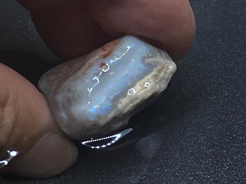 65 Cts Natural Australian Opal Stone, Dark Coober Pedy, In The Rough, Full Rainbow Of Colours