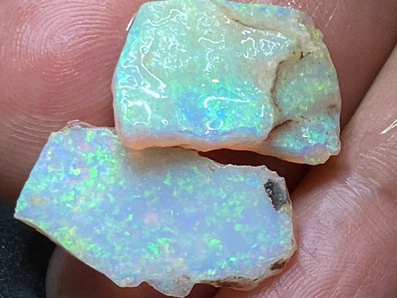 16 克拉天然澳大利亚水晶蛋白石包裹，2 颗宝石，原石，库伯佩迪
