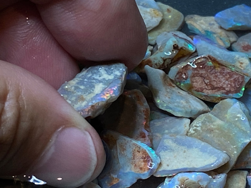 1.9 oz Natural Australian Opal Dark Shell Parcel, In The Rough, Bright Full Spectrum Of Colours
