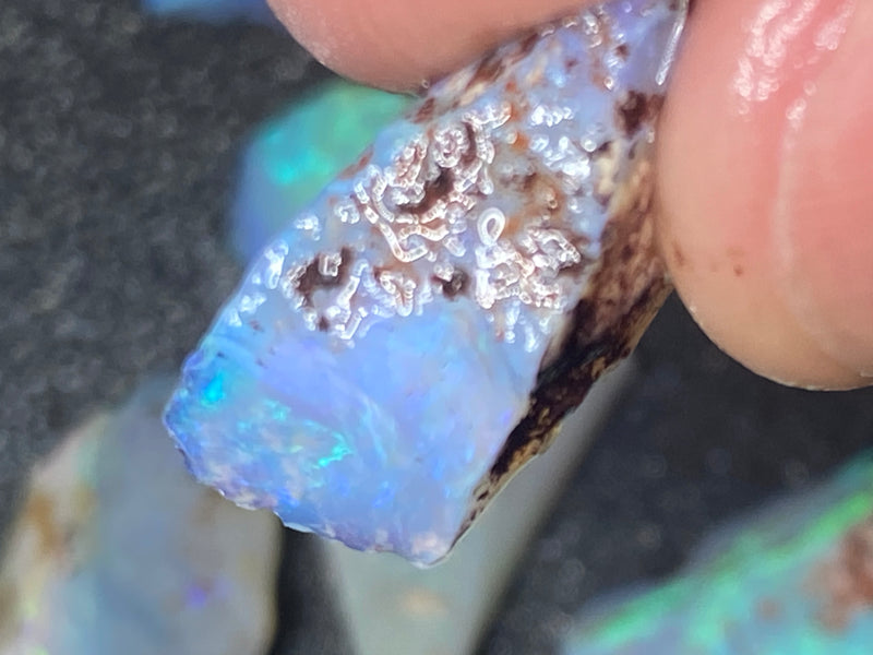 38 Cts Natural Australian Opal Parcel, 7 Small Stones, Lambina In The Rough, Bright
