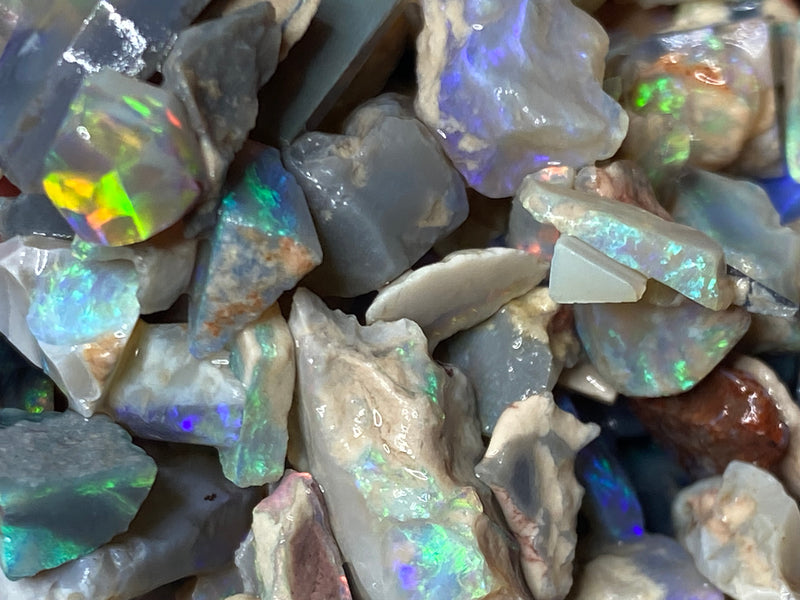 1oz Natural Australian Opal Parcel, Lightning Ridge In The Rough, Chips and Offcuts