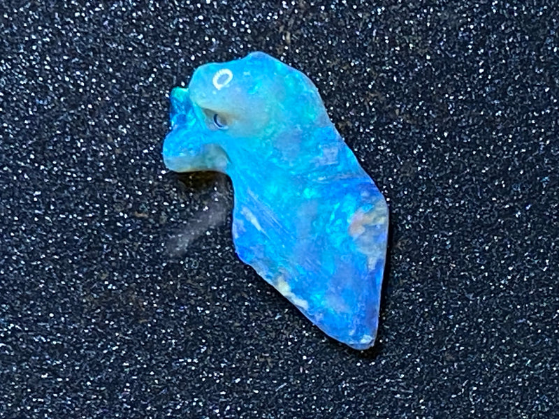 3.8 Ct, Natural Australian Opal Crystal Shell, In The Rough / Rub, Spectacular Greens and Blues.