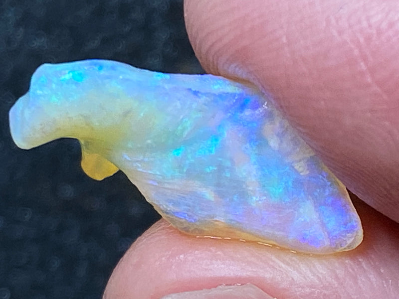 3.8 Ct, Natural Australian Opal Crystal Shell, In The Rough / Rub, Spectacular Greens and Blues.
