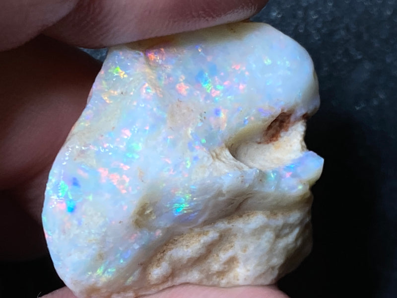 44 Cts Natural Australian Opal Shell, In The Rough, Full Rainbow Of Colours