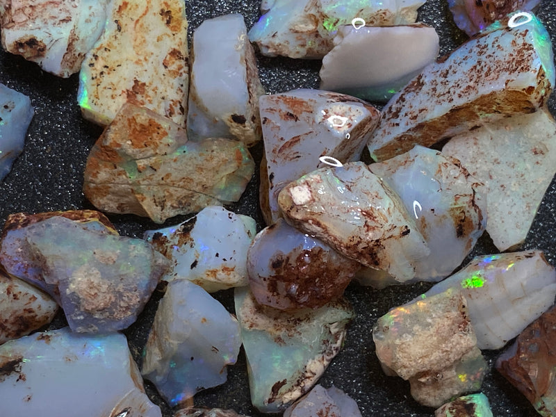 1oz Natural Australian Opal Stone Parcel, Lambina In The Rough, Small Bright Stones