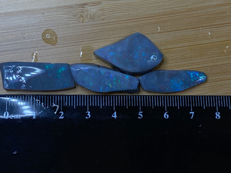 48 克拉，天然澳大利亚蛋白石包裹，Mintabi 4 块，全彩虹色