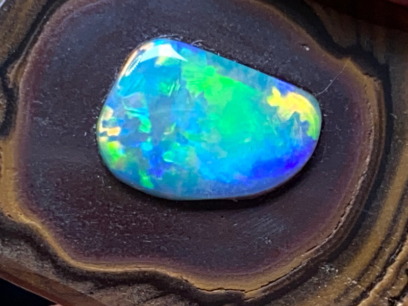 33 Cts, Natural Australian Opal Pendant, Polished Yowah Nut with Lightning Ridge Multicolour Solid Opal