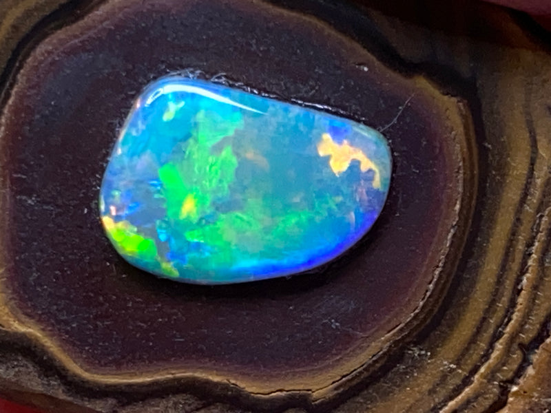 33 Cts, Natural Australian Opal Pendant, Polished Yowah Nut with Lightning Ridge Multicolour Solid Opal
