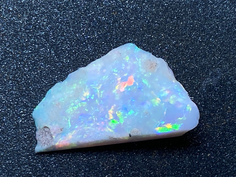 17Ct Natural Australian Opal Stone, Coober Pedy In The Rough, Dark Crystal, Greens, Blues and Reds.