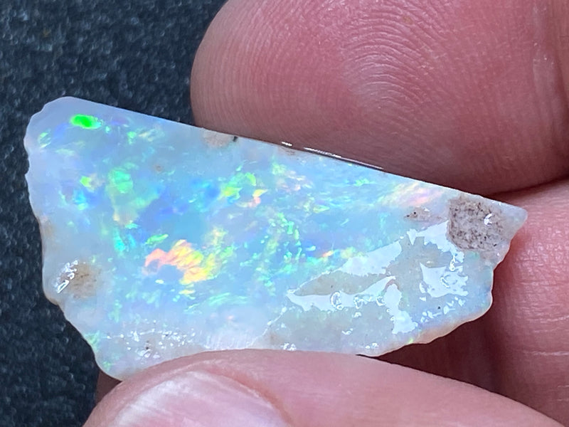 17Ct Natural Australian Opal Stone, Coober Pedy In The Rough, Dark Crystal, Greens, Blues and Reds.