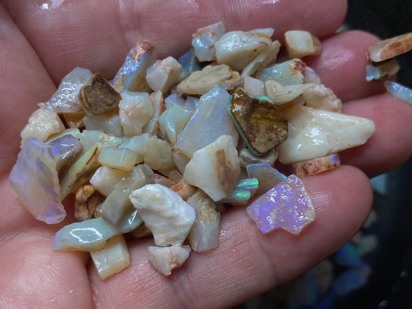 2oz Natural Australian Opal Parcel, Coober Pedy In The Rough, Small Stones And Chips