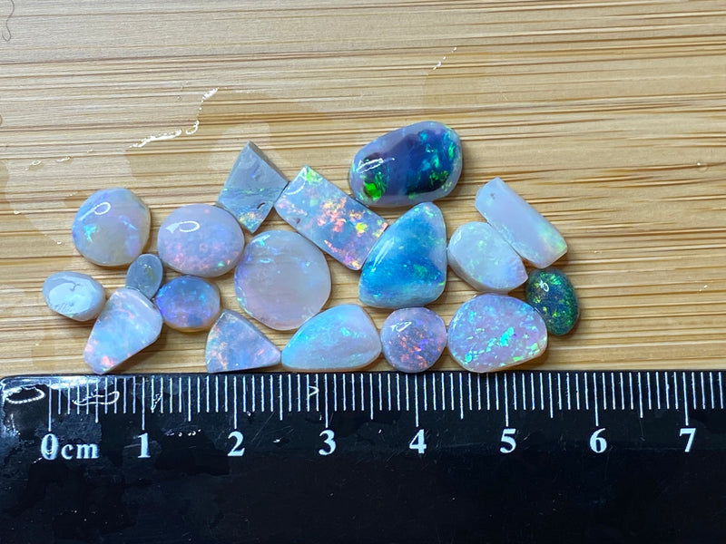 27Cts Natural Australian Opal Parcel, Mixed Fields Rubs, Crystal, Dark and Blacks 18 Small Stones.