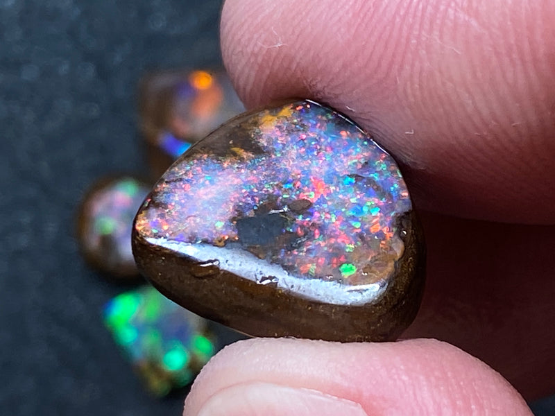 23 CTS Natural Australian Opal Parcel, Boulder Opal 4 Rubs, Amazing Colours
