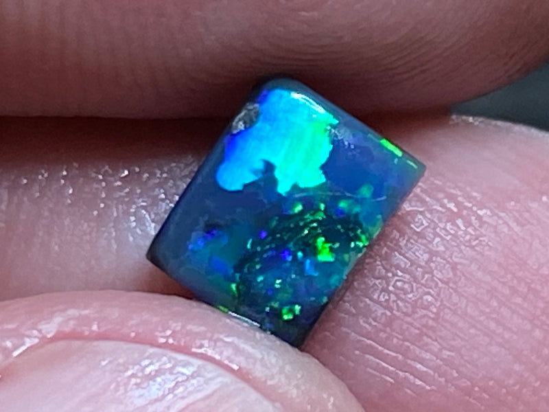 1Ct Natural Australian Black Opal, Lightning Ridge, Polished Stone, Electric Blues and Greens