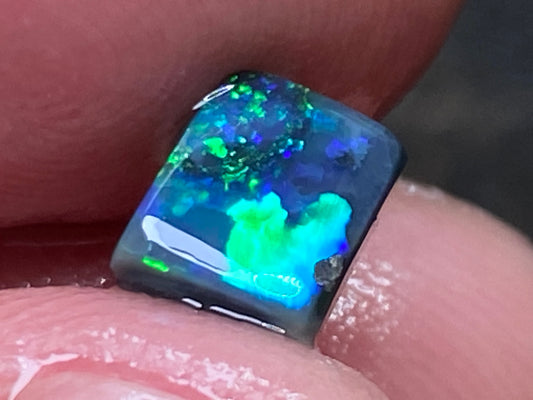 1Ct Natural Australian Black Opal, Lightning Ridge, Polished Stone, Electric Blues and Greens