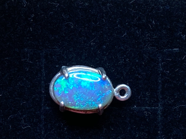 2.5ct Natural Australian Solid Crystal Opal Pendant, Lightning Ridge, Sterling Silver