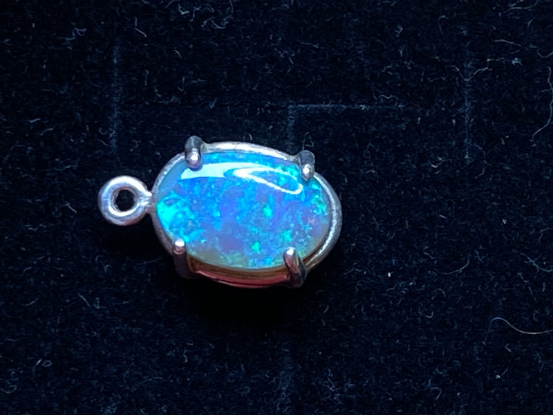 2.5ct Natural Australian Solid Crystal Opal Pendant, Lightning Ridge, Sterling Silver