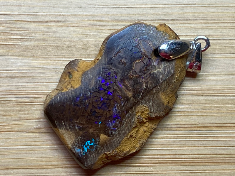 Natural Australian Boulder Pendant, 34Cts, Beautiful Electric Blues and Greens