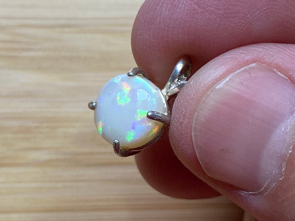 4Ct Natural Australian Solid Opal, Coober Pedy, Semi Crystal, In Sterling Silver