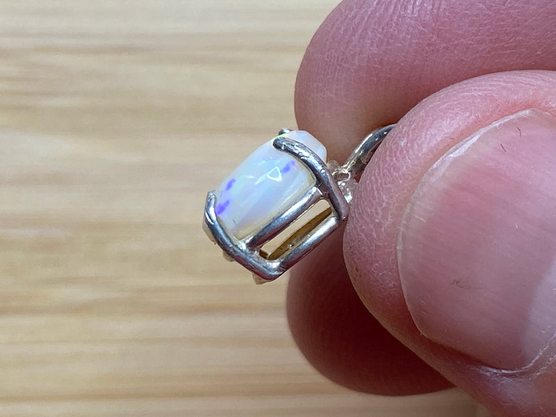 4Ct Natural Australian Solid Opal, Coober Pedy, Semi Crystal, In Sterling Silver